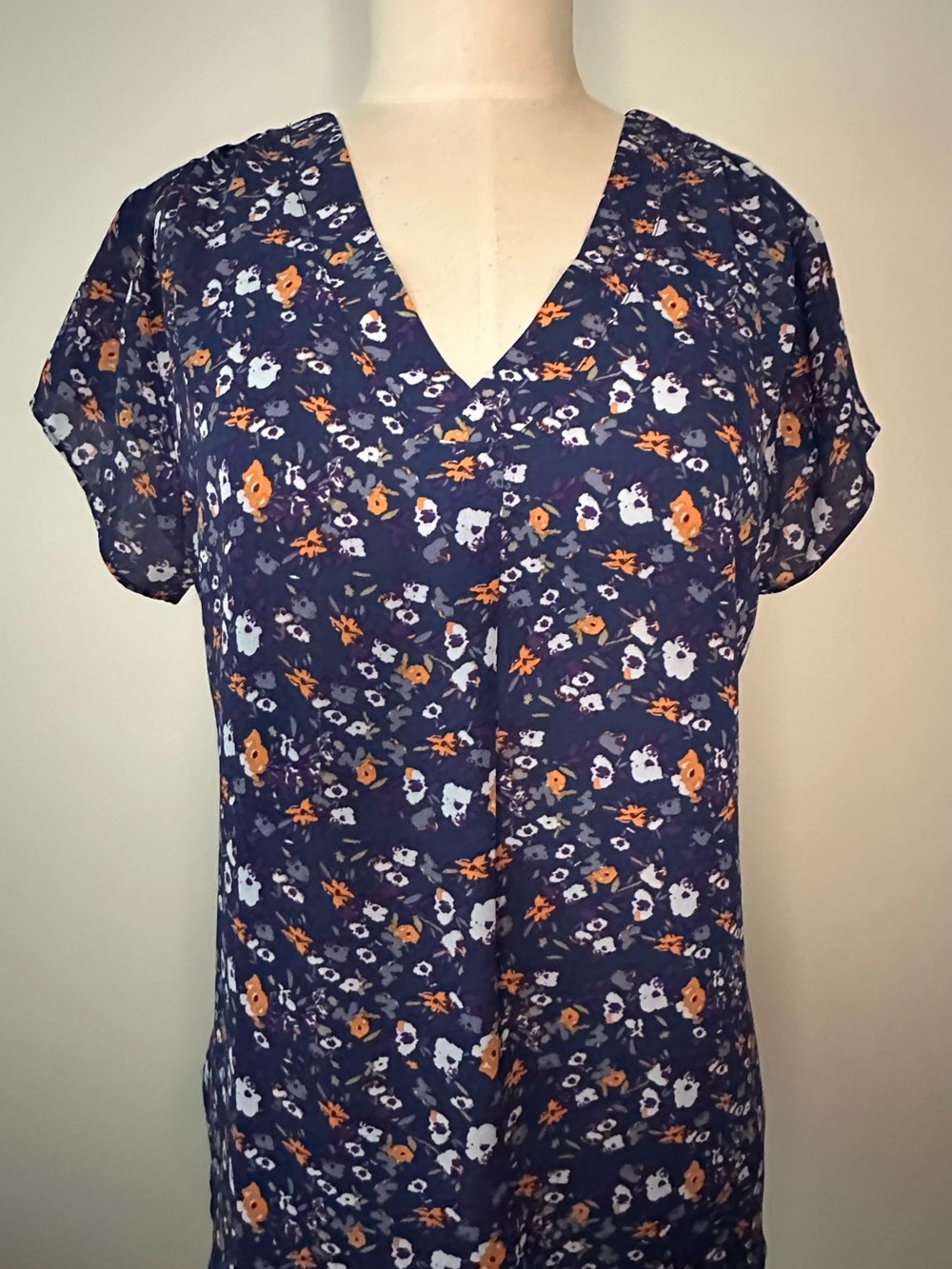 (2) Mixed media pullover tunic tops with cap sleeves: p2p 22” p2hem 24 1/2” - Picture 6 of 13